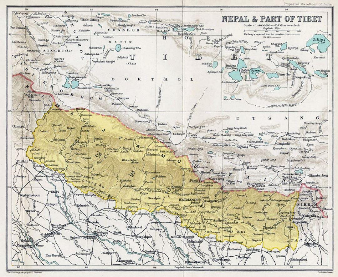 очень старая карта Непала