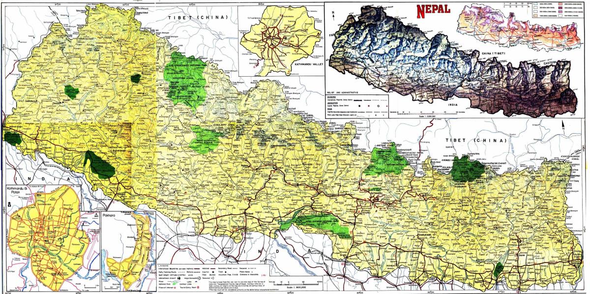Дорожная карта Непала с расстоянием
