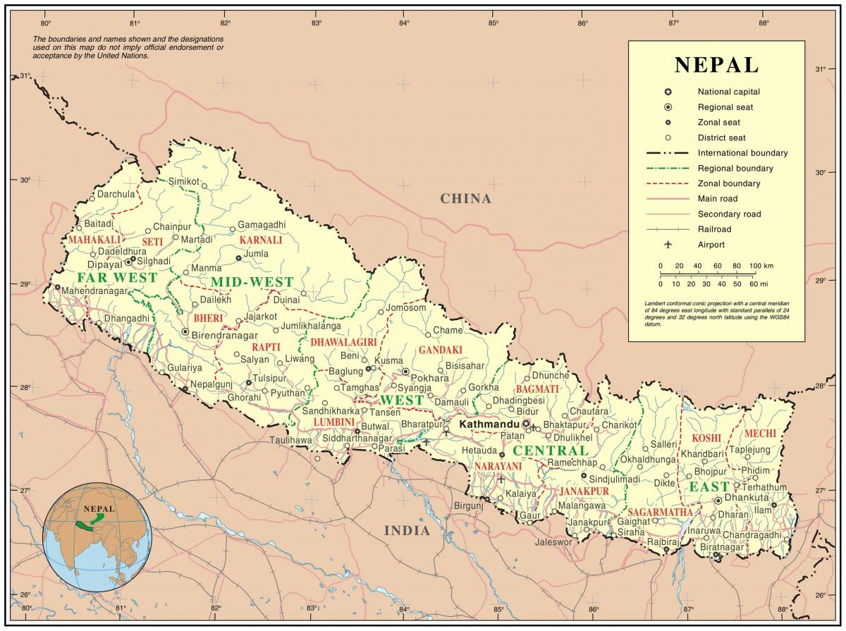 Индия Непал границы дорожной карты