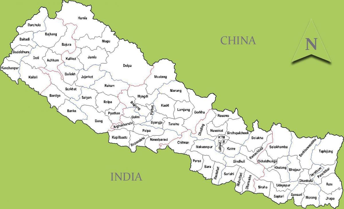 Непал карта с городами