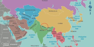 Карта Непала и соседних стран