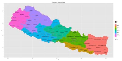 Карта Непала с семи государств
