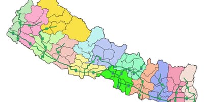 Карта Непала с основных магистралей