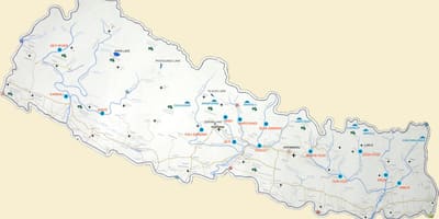 Карта Непала с озерами